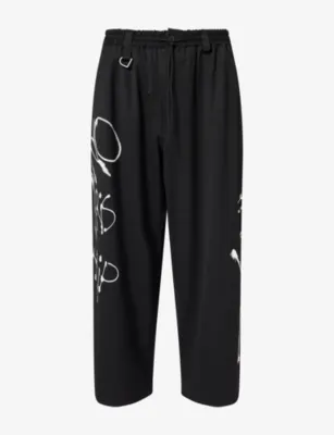 ADIDAS Y3 Graphic-Print Wool-Blend Jogging Bottoms
