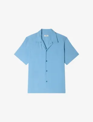SANDRO Shark-Collar Relaxed-Fit Woven Shirt - LIGHT YELLOW detail 3
