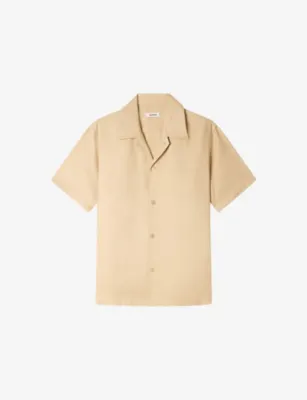 SANDRO Shark-Collar Relaxed-Fit Woven Shirt - LIGHT YELLOW