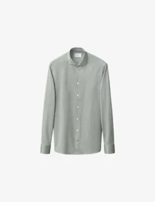 ETON Filo di Scozia Contemporary-Fit Cotton-Knit Shirt - MID GREEN - 15.75