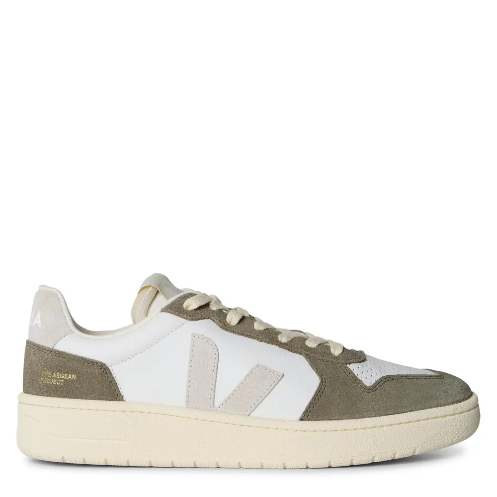 Veja Men's V-82 Leather Low-Top Trainers in White Kaki – Footwear