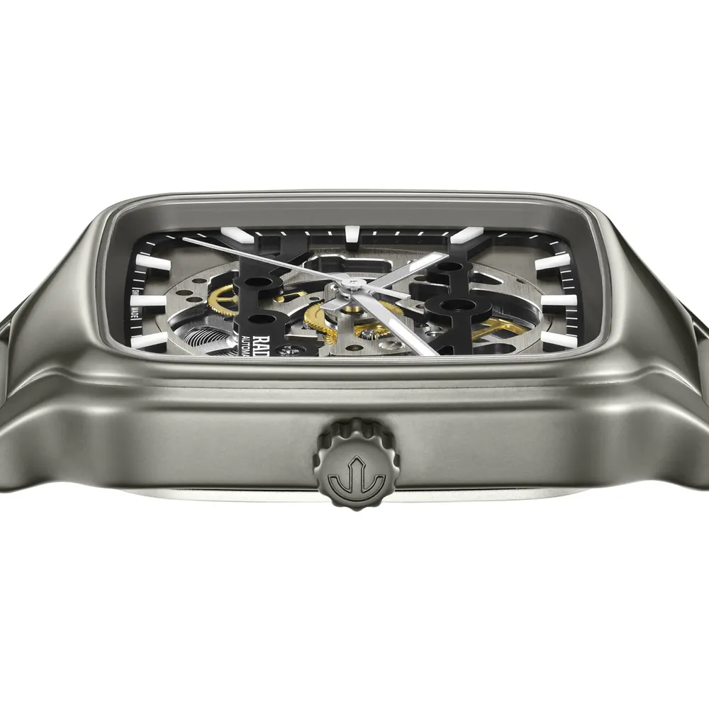 Rado True Square Automatic Skeleton 38mm Unisex Watch in Black, additional product view 3