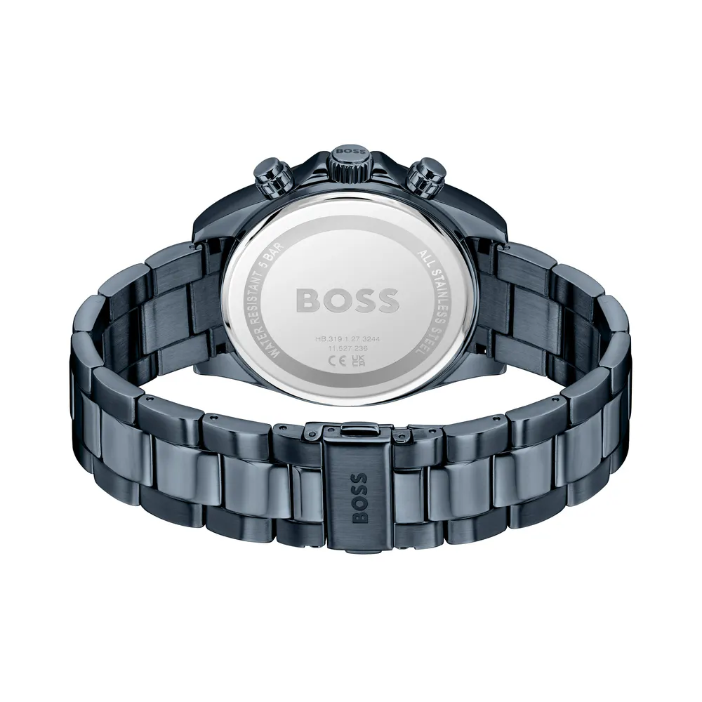 BOSS Hero 2.0 43mm Stainless Steel Chronograph Blue Mens Watch in Blue, additional product view 3