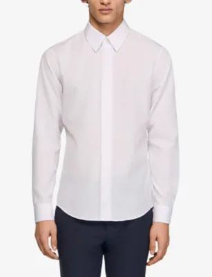 SANDRO Classic-Collar Long-Sleeve Cotton Shirt detail 3