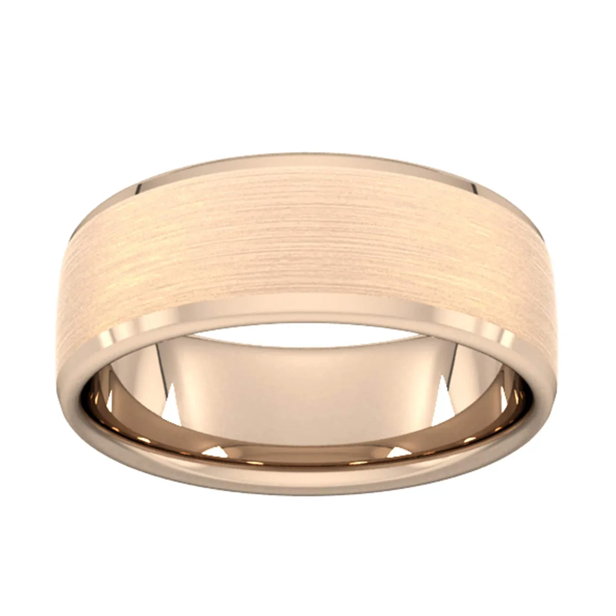 For Him 8mm Slight Court Standard Polished Chamfered Edges With Matt Centre Wedding Ring In 18 Carat Yellow Gold