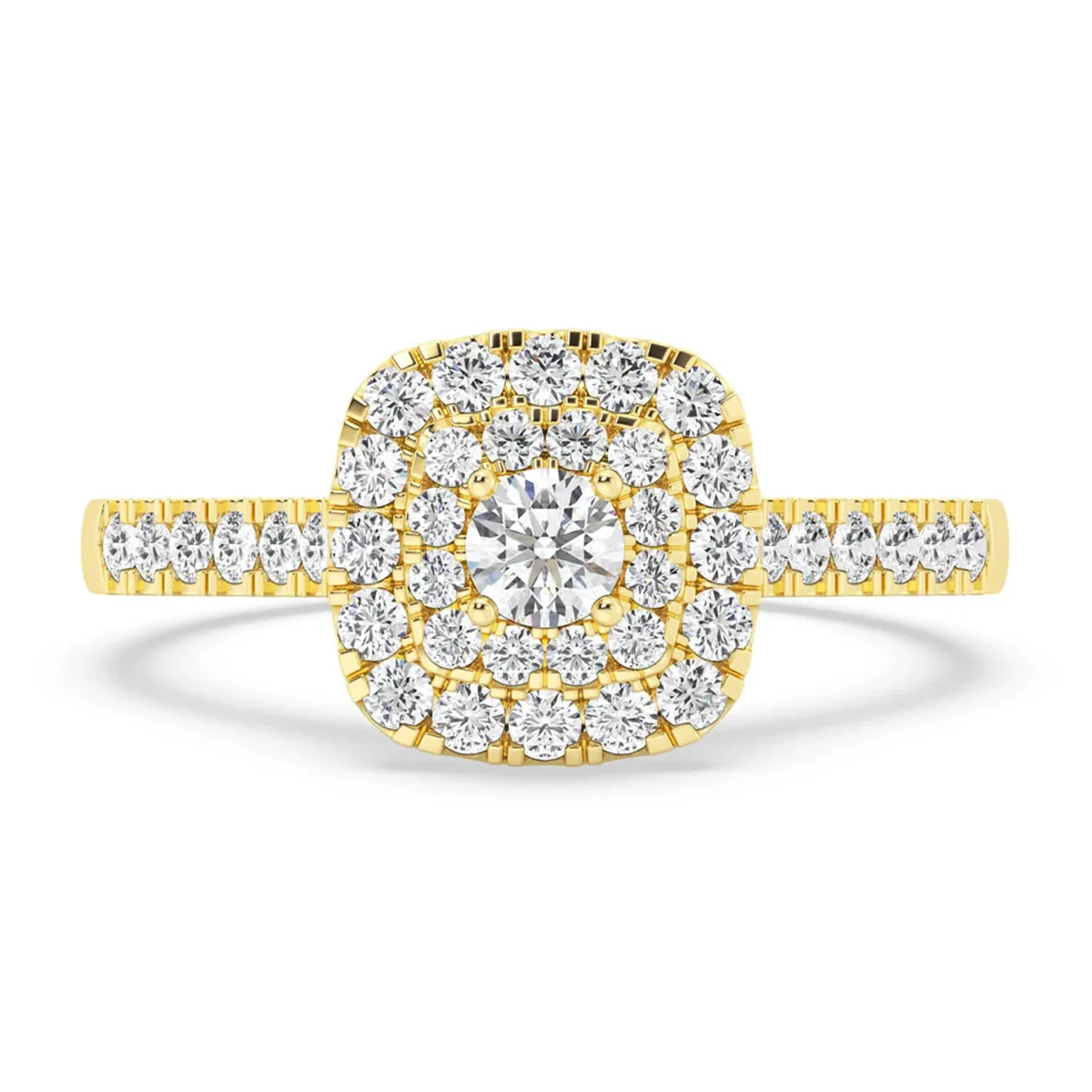 For Him Three Layer Square Halo Engagement Ring in Rose Gold / VS / 6.5 – Ring