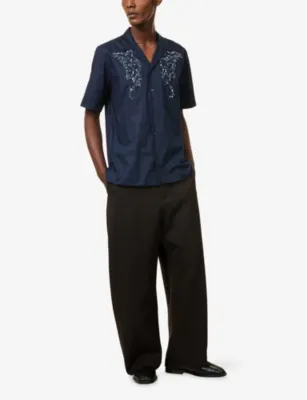 DRIES VAN NOTEN Short-Sleeve Embroidered Cotton Shirt detail 2