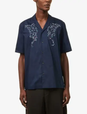 DRIES VAN NOTEN Short-Sleeve Embroidered Cotton Shirt detail 3