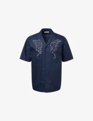 DRIES VAN NOTEN Short-Sleeve Embroidered Cotton Shirt