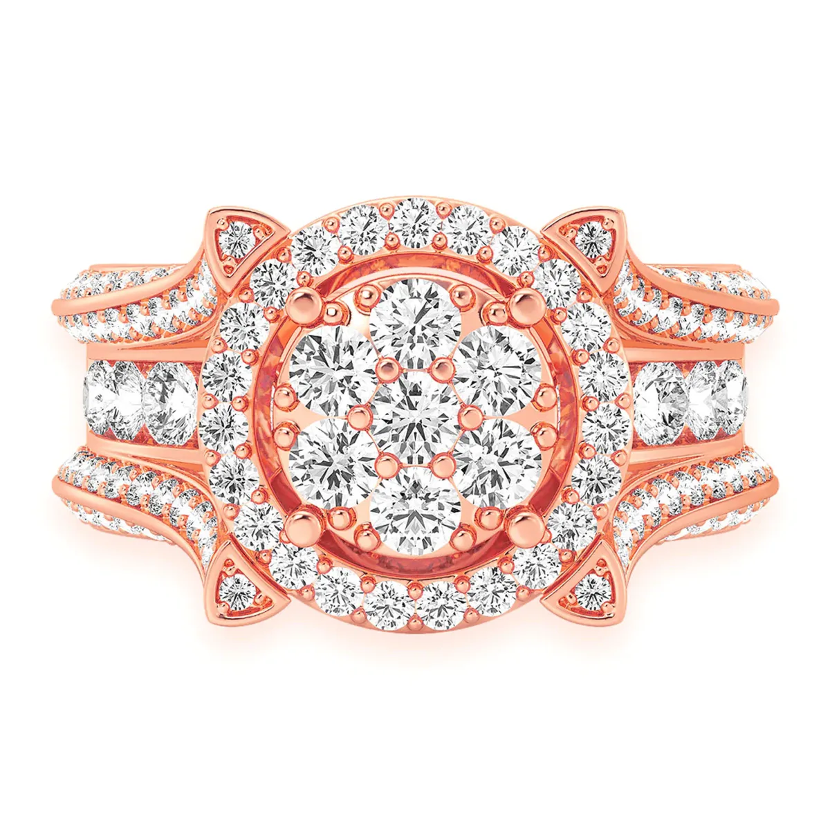 For Him Mosaic Cluster Diamond Ring in Rose Gold / Natural Diamond – Ring