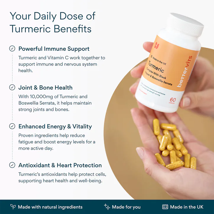Bettervits Turmeric Complex with Black Pepper & Boswellia Serrata 60 Capsules, additional product view 2