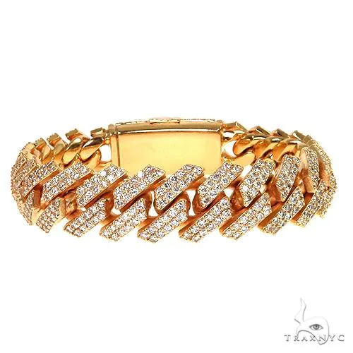 JALGAS - BMF 2 Row Prong Set Diamond Cuban Bracelet 67708 in Yellow – Bracelet