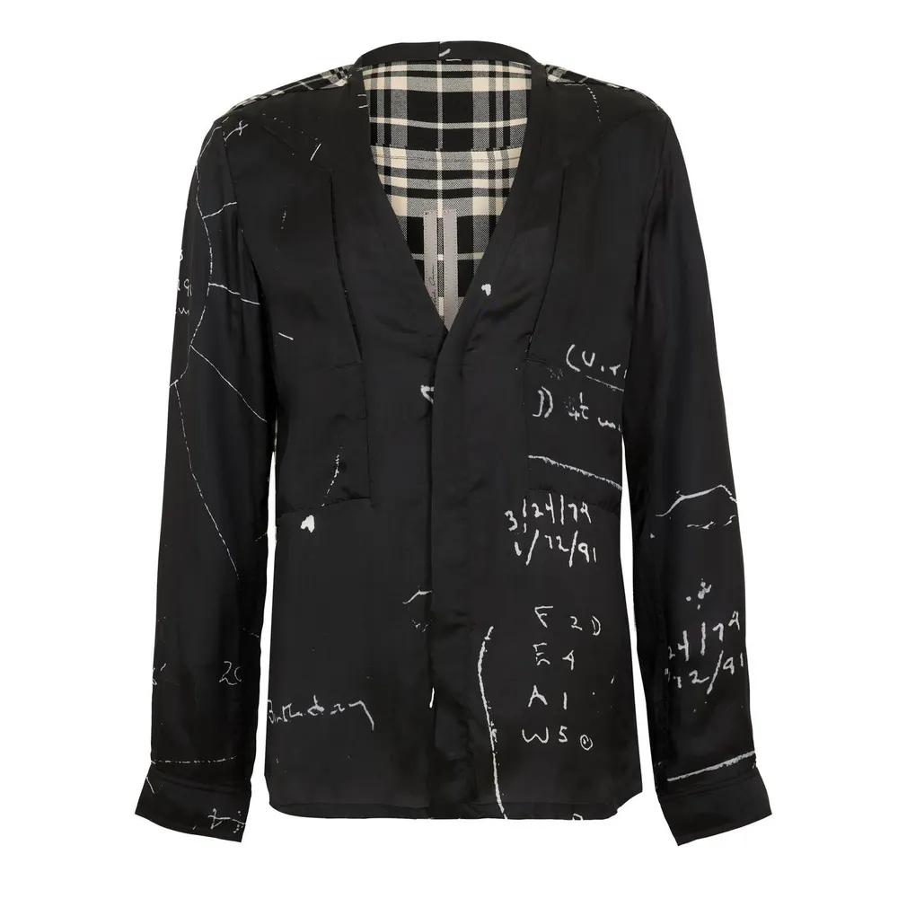Rick Owens Men's Larry Patterned Long Sleeve Shirt in Black – Clothing