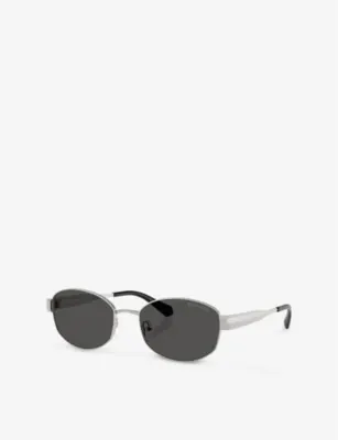 MICHAEL KORS MK1161 Monte Carlo Oval-Frame Metal Sunglasses in SILVER, additional product view 2