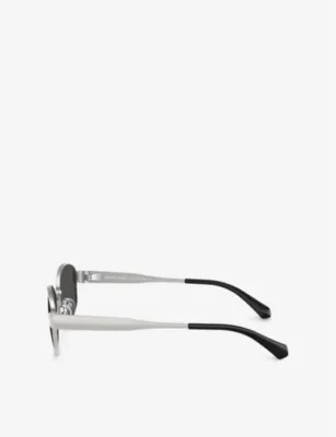 MICHAEL KORS MK1161 Monte Carlo Oval-Frame Metal Sunglasses in SILVER, additional product view 3