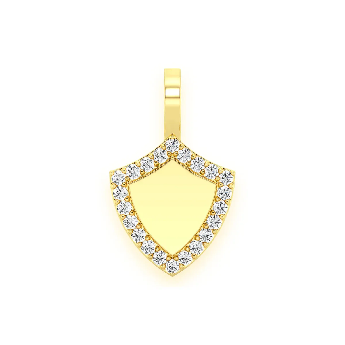 For Him Engravable Shield Diamond Pendant in Yellow Gold / Natural Diamond – Pendant