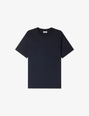 SANDRO Logo-Appliqué Regular-Fit Cotton-Jersey T-Shirt - NAVY BLUE