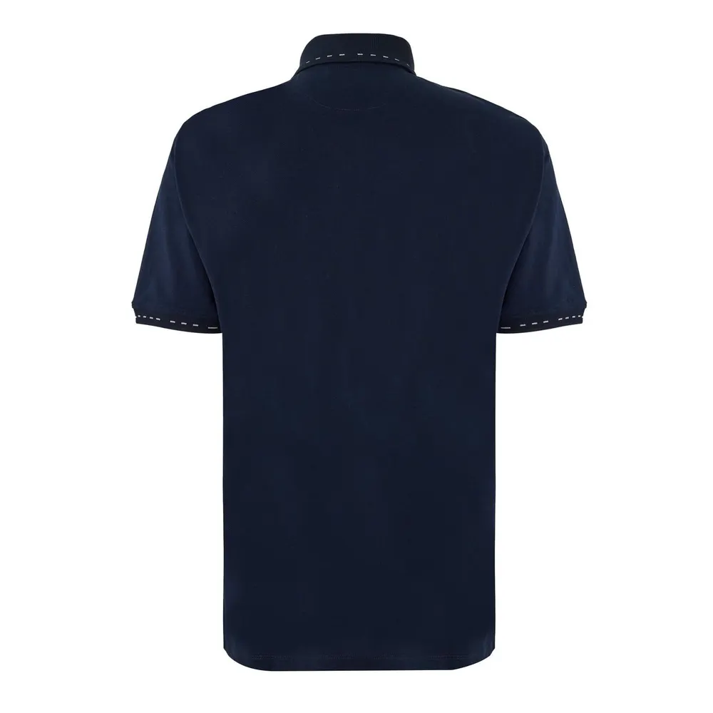 Gieves and Hawkes Men's Short Sleeve Polo Shirt in Navy, additional product view 2