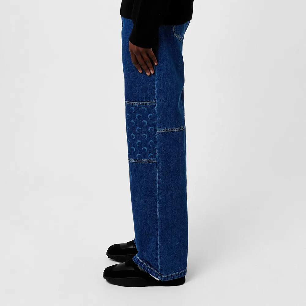 Marine Serre Straight Leg Jeans in Blue, additional product view 2