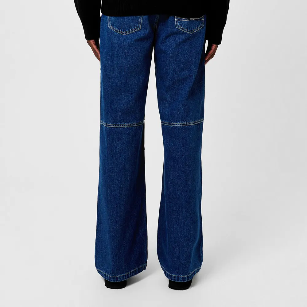 Marine Serre Straight Leg Jeans in Blue, additional product view 3