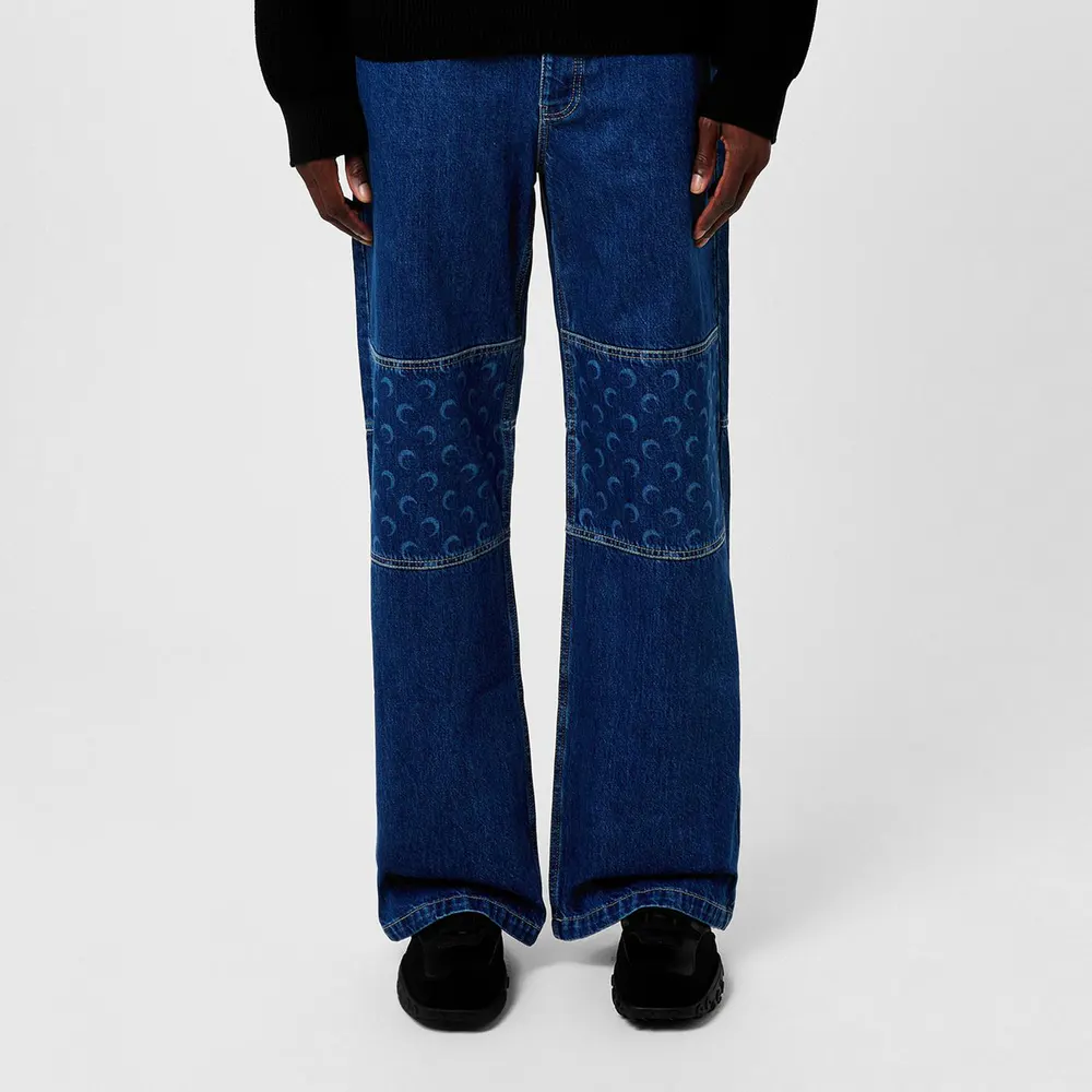 Marine Serre Straight Leg Jeans in Blue – Clothing