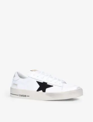 GOLDEN GOOSE Men’s Stardan low-top leather and mesh trainers - EUR 46 / 12 UK MEN in WHITE/BLK, additional product view 3