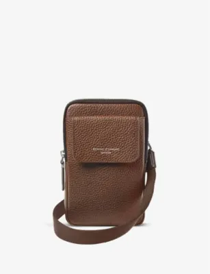 ASPINAL OF LONDON Reporter logo-embossed front-pocket leather phone case