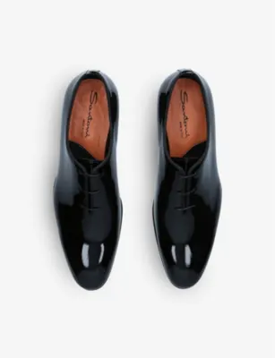 SANTONI Carter patent-leather Oxford shoes - EUR 41.5 / 7.5 UK MEN in BLACK, additional product view 2