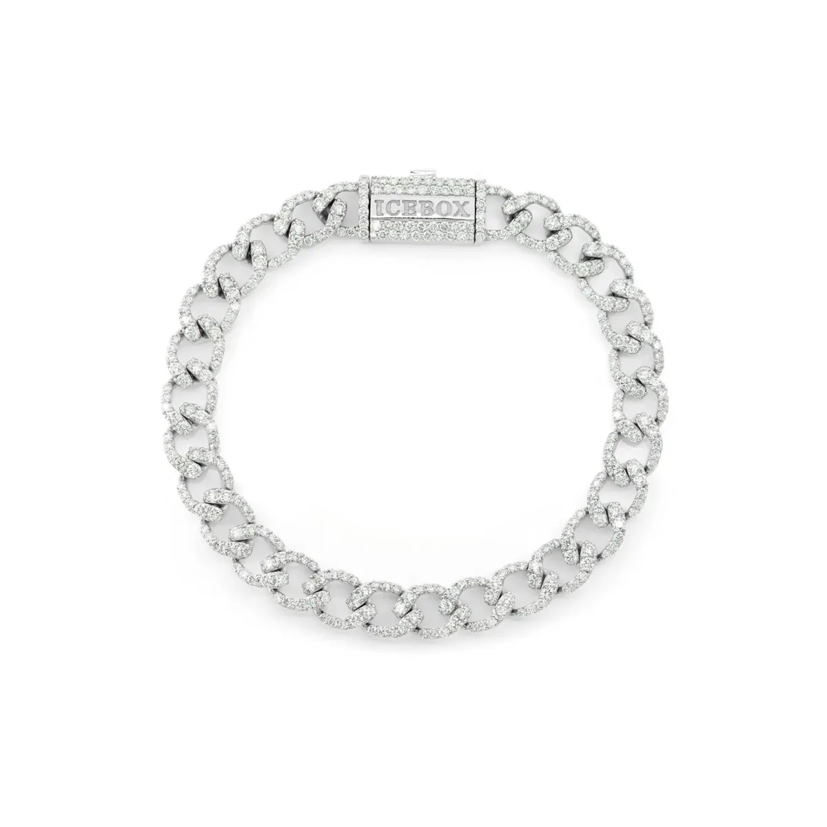 For Him Elongated Cuban Diamond Bracelet in 8mm / 6.25ctw / White Gold / 8" – Bracelet