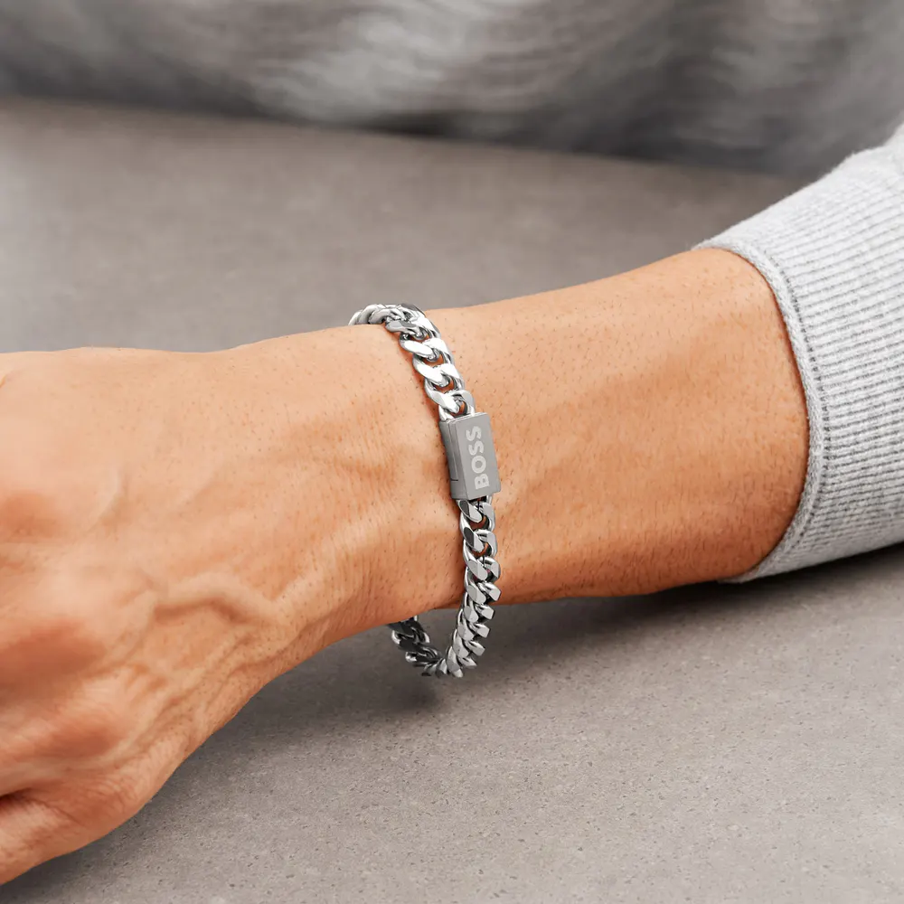 BOSS Gents BOSS Stainless Steel Chain Link Bracelet detail 2
