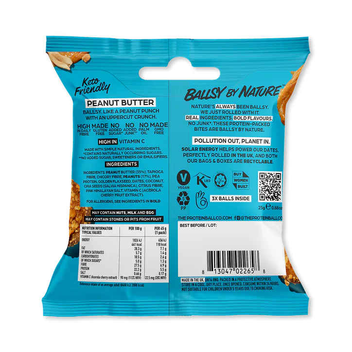 The Protein Ball Co Peanut Butter - Low Sugar detail 2