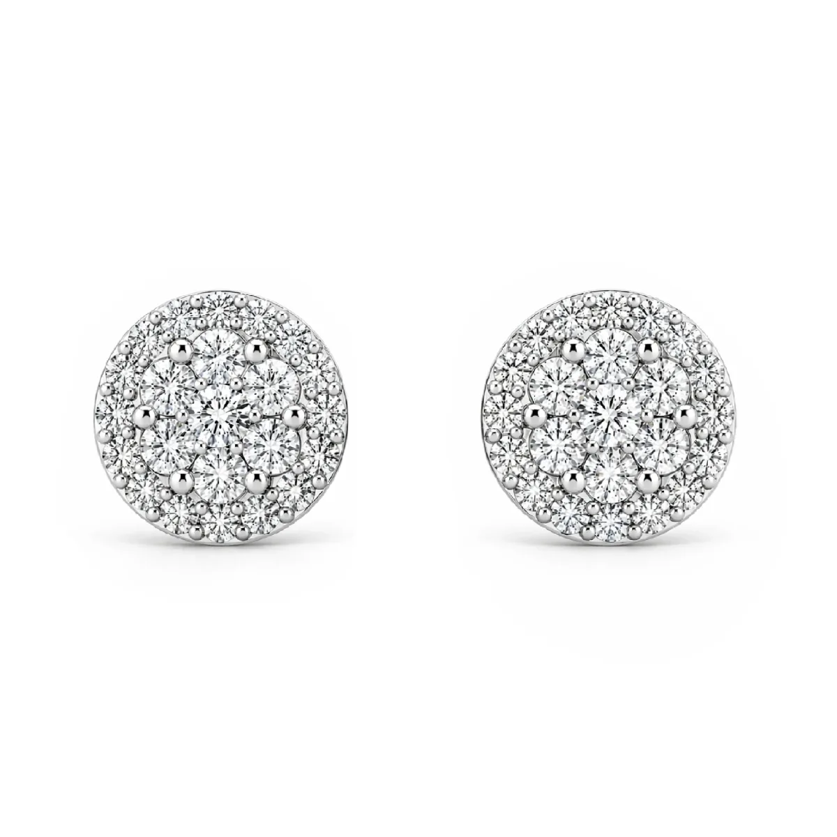 For Him Halo Flower Diamond Studs in 1.00ctw / Rose Gold / Natural Diamond – Earring