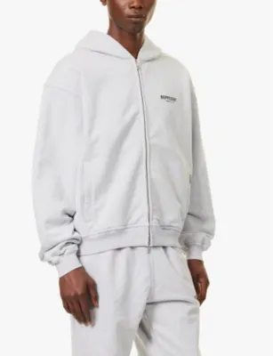 REPRESENT Owners Club brand-print relaxed-fit cotton-jersey hoody detail 3