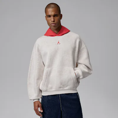 Jordan Brooklyn Fleece Men's Pullover Hoodie - Phantom/University Red