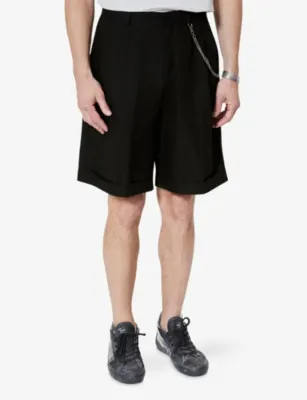 THE KOOPLES Straight-Leg Chain-Embellished Cotton-Blend Shorts detail 3