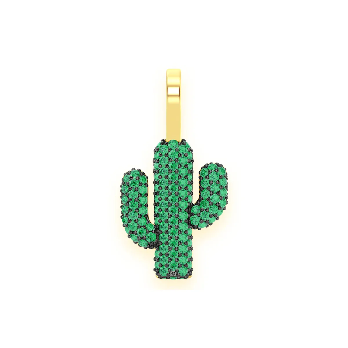 For Him Emerald Cactus Pendant in Rose Gold / Natural Diamond – Pendant
