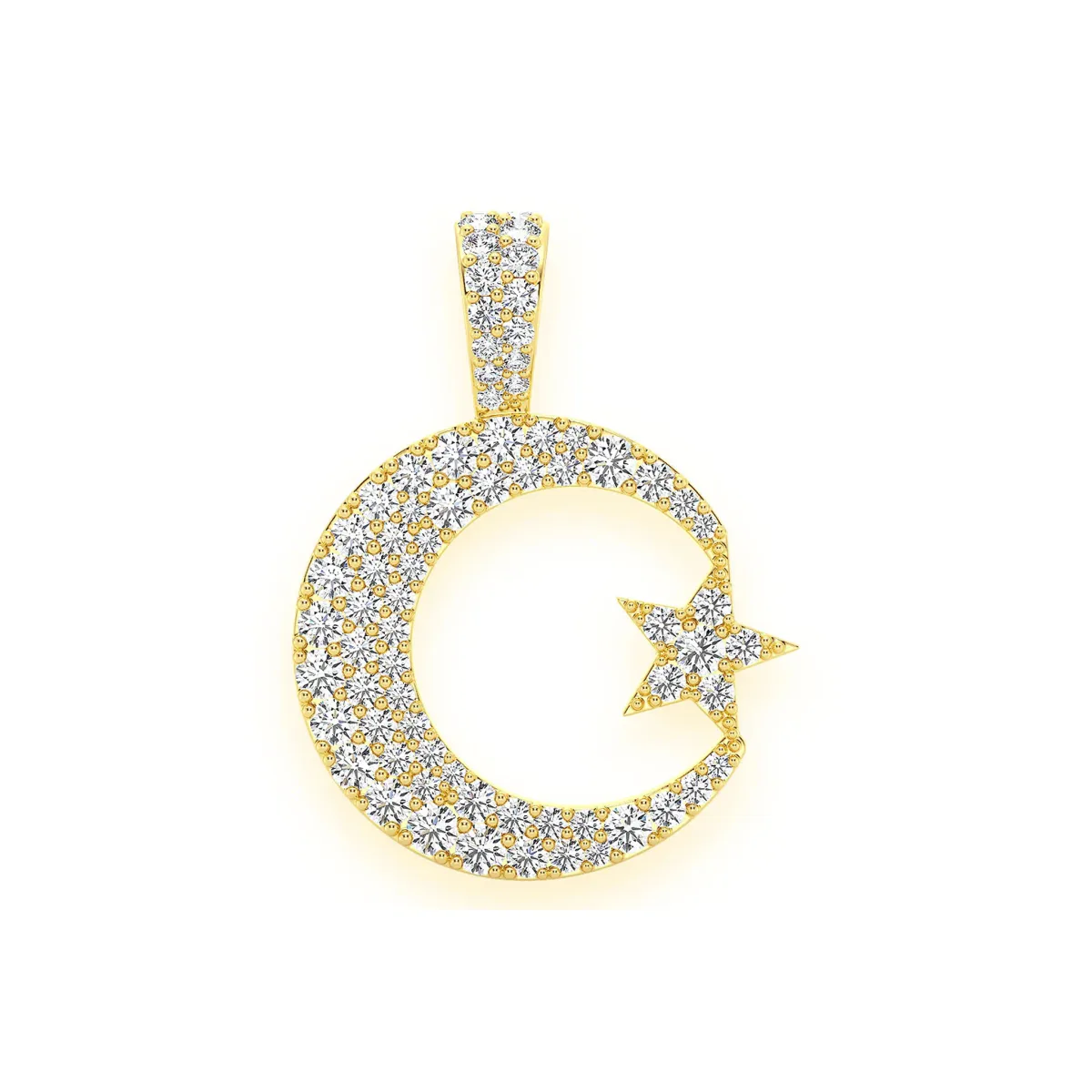 For Him Crescent Moon & Star Diamond Pendant in Rose Gold / Lab Grown Diamond – Pendant