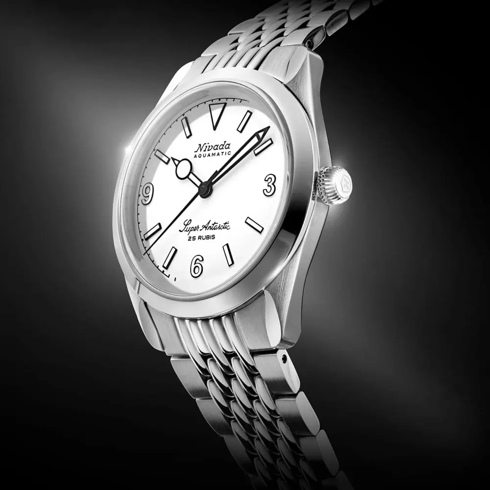 Nivada Grenchen Super Antarctic 38mm Mens Watch White in White, additional product view 2
