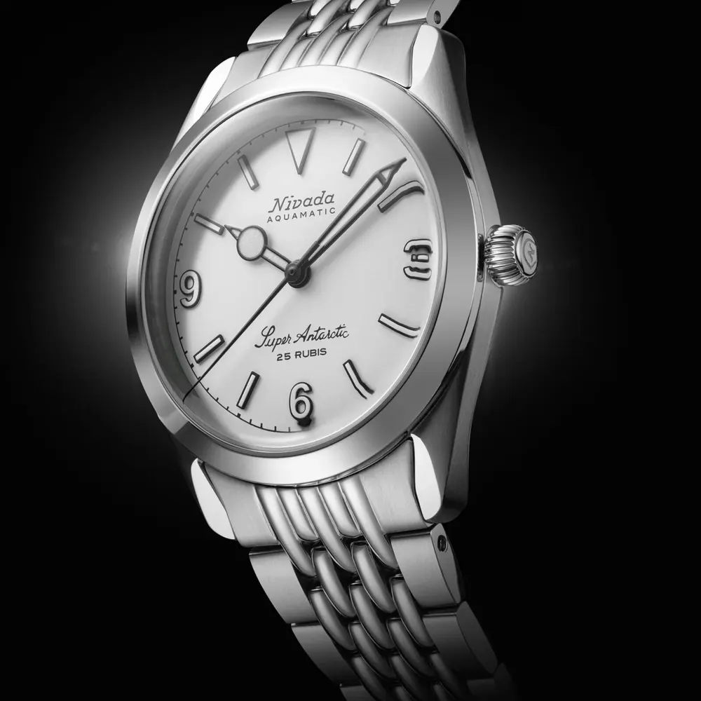 Nivada Grenchen Super Antarctic 38mm Mens Watch White in White, additional product view 3