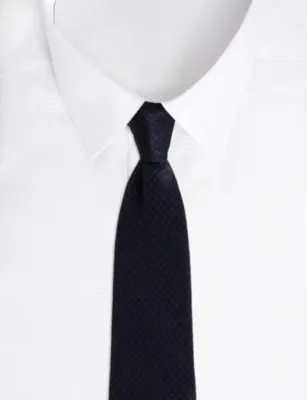 CORNELIANI Printed Silk Tie in NAVY, additional product view 2