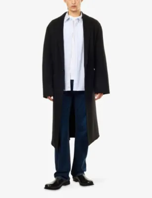 TOTEME Robe Doublé Wool Coat in BLACK, additional product view 2