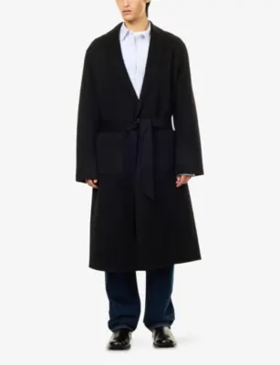 TOTEME Robe Doublé Wool Coat in BLACK, additional product view 3