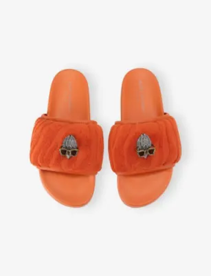 KURT GEIGER LONDON Eagle Puff Fabric Slides - EUR 44 / 10 UK MEN in ORANGE, additional product view 2