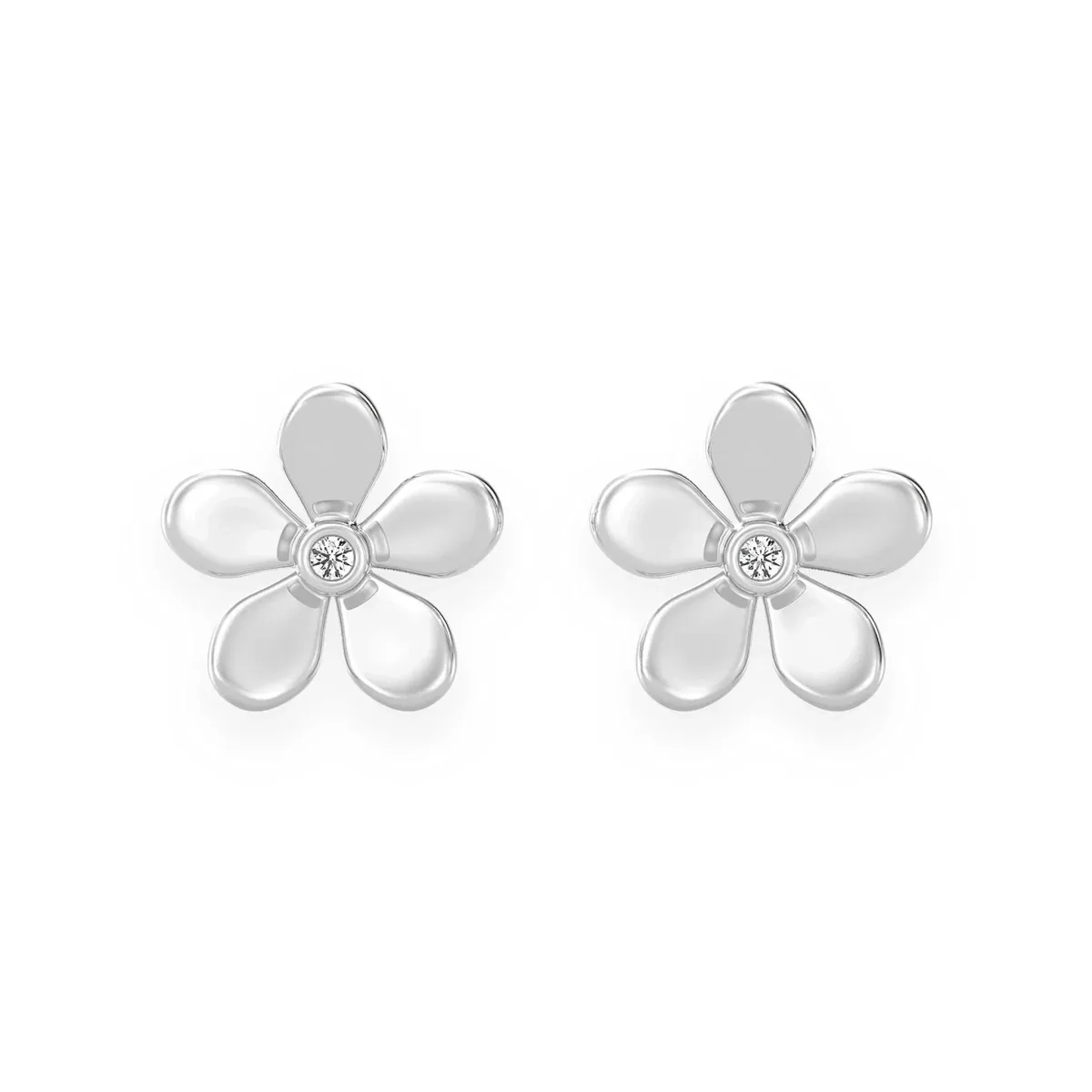For Him Flower Petal Diamond Studs in Rose Gold / Natural Diamond – Earring