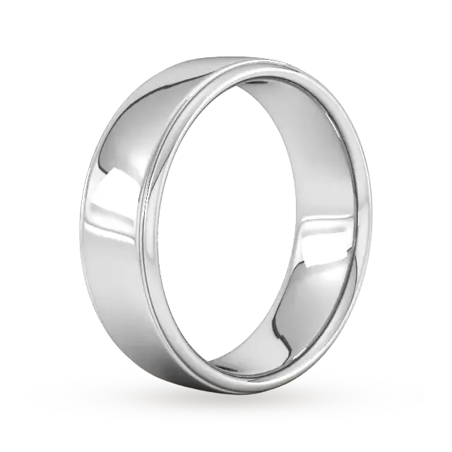 For Him 7mm Slight Court Heavy Polished Finish With Grooves Wedding Ring In 950 Palladium detail 2