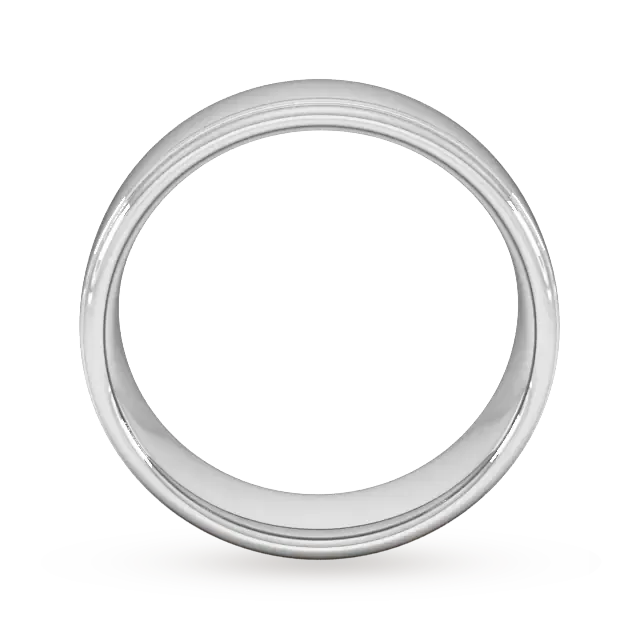For Him 7mm Slight Court Heavy Polished Finish With Grooves Wedding Ring In 950 Palladium detail 3