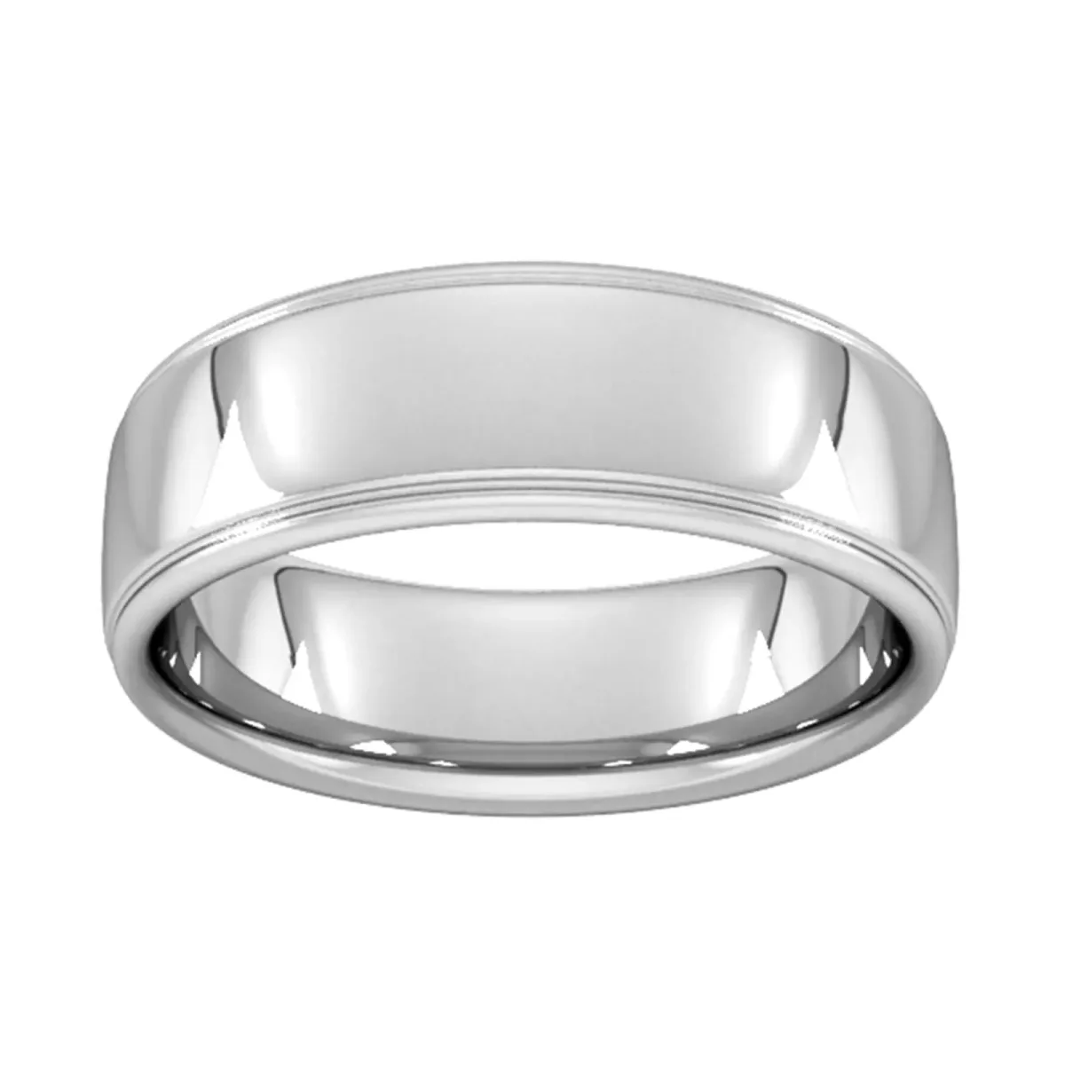 For Him 7mm Slight Court Heavy Polished Finish With Grooves Wedding Ring In 950 Palladium