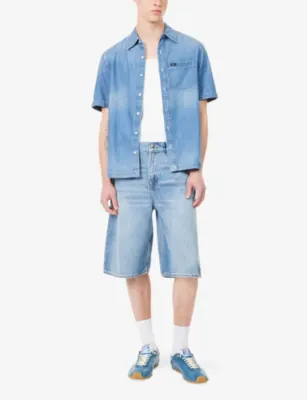 7 FOR ALL MANKIND Wide-Leg Cotton Denim Shorts detail 2