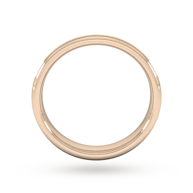 For Him 4mm D Shape Heavy Matt Centre With Grooves Wedding Ring In 18 Carat Yellow Gold detail 3