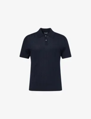 DUNHILL Cable-Knit Short-Sleeves Cotton And Silk Polo Shirt